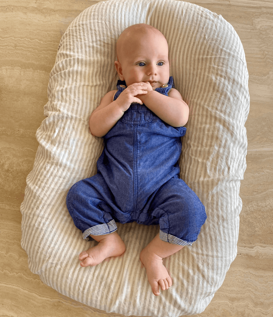 linen stripe baby lounger