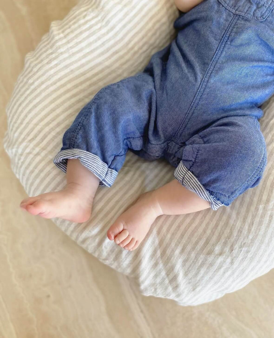 striped linen baby lounger